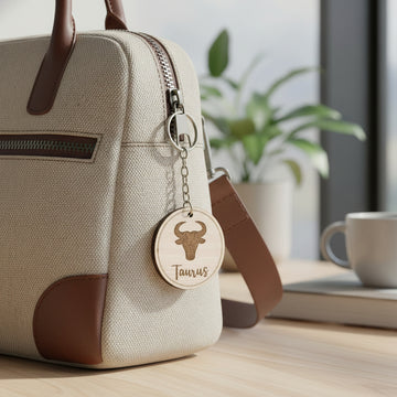 Zodiac-themed wooden keychains : Aries Taurus Gemini
