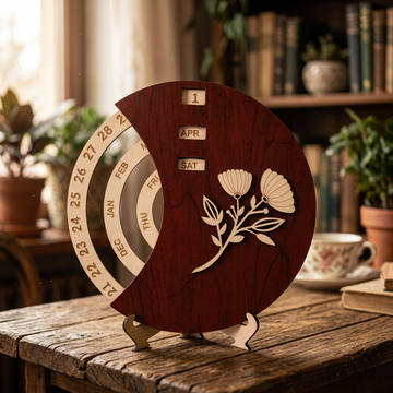 Mahagony Floral : Life Time Calendar : 6 inch