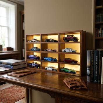 1:64 Wooden Car Organizer/Display with Led