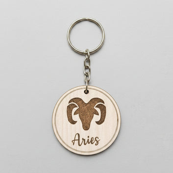 Zodiac-themed wooden keychains : Aries Taurus Gemini