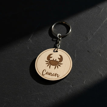 Zodiac-themed wooden keychains : Cancer Leo Virgo