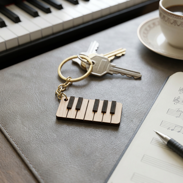 Music-themed wooden keychains : Piano design