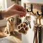 Pet-themed wooden keychains : Paw design