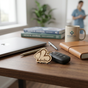 Profession-themed wooden keychains : Doctor