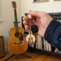 Music-themed wooden keychains : Guitar design