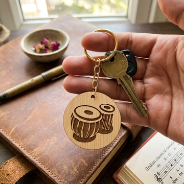 Music-themed wooden keychains : Tabala design