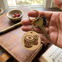 Music-themed wooden keychains : Tabala design