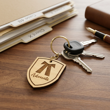 Profession-themed wooden keychains : Lawyer
