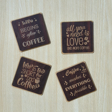 Coaster Set with coffee quotes