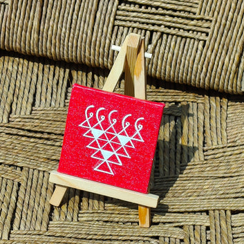 Canvas painting with mini easel stand