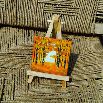 Canvas painting with mini easel stand