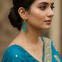 Wooden ear ring : Blue