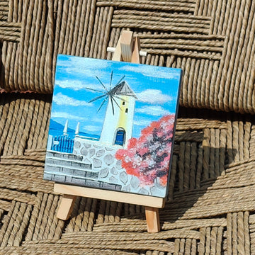 Canvas painting with mini easel stand