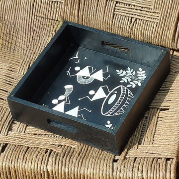 Wooden tray with hand painting design 2