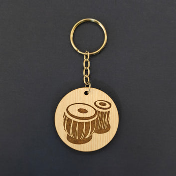 Music-themed wooden keychains : Tabala design