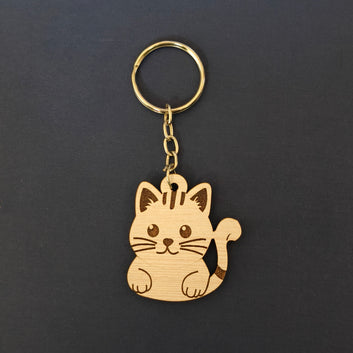 Pet-themed wooden keychains : Cat design