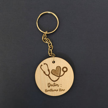 Profession-themed wooden keychains : Doctor