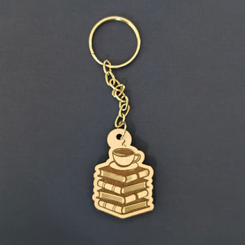 Book-themed wooden keychains