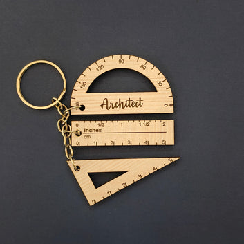 Profession-themed wooden keychains : Architect