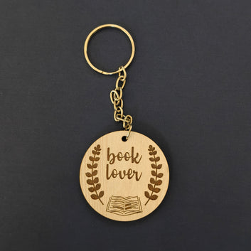 Book-themed wooden keychains