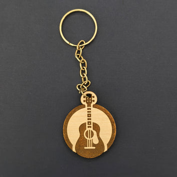 Music-themed wooden keychains : Guitar design