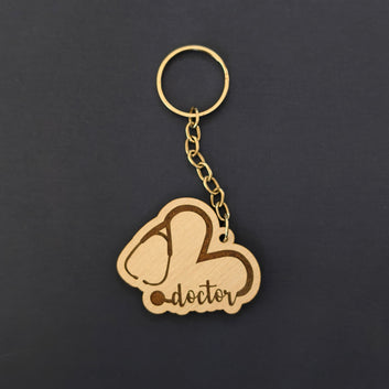 Profession-themed wooden keychains : Doctor