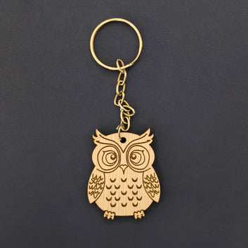 Animal -themed wooden keychains : Owl design