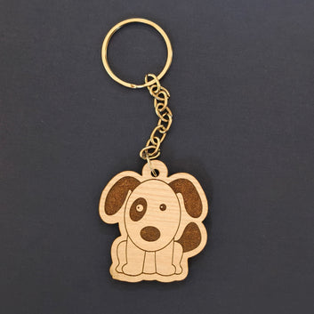 Pet-themed wooden keychains : Dog design