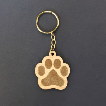 Pet-themed wooden keychains : Paw design