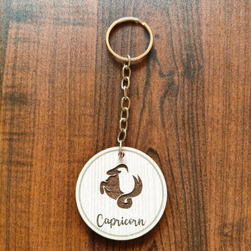 Zodiac-themed wooden keychains : Capricorn Aquarius Pisces