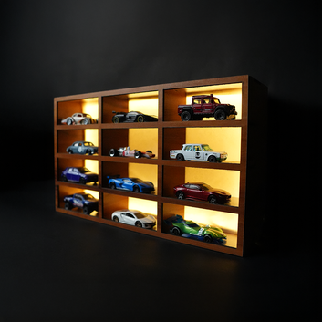 1:64 Wooden Car Organizer/Display with Led